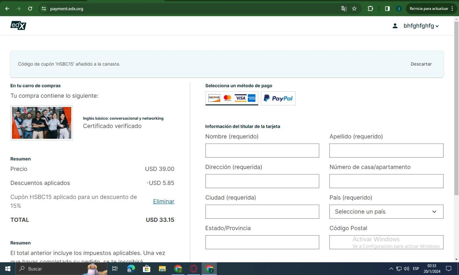 How to apply edX coupon code